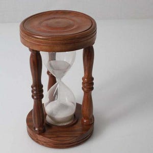 Handmade Wooden Hourglass | 5-Minute Sand Timer for Desk, Meditation & Home Decor | Rustic Natural Wood Gift Idea