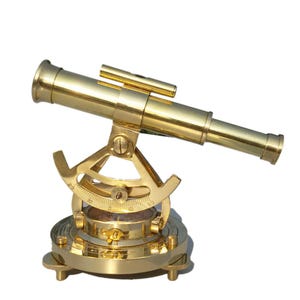 Massives Messing Teleskop mit Kompass | Nautisches Vermessungs-Instrument | Antike Replika | Steampunk Dekor