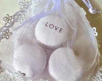 White Love...Sweet Interior Ceramic Macaron Sachet Fragrance Object, Handmade Fake Macarons