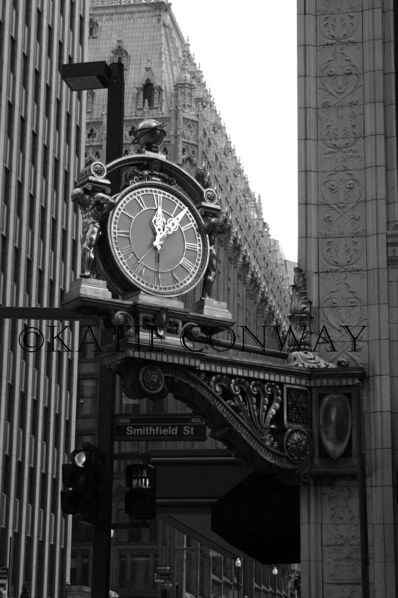 Kaufmann's Clock Pittsburgh, PA 8x12 B&W Print Etsy