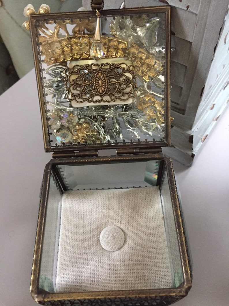 OOAK Hand Crafted Assemblage Box Vintage Jewelry Collage Box Memory Keepsake