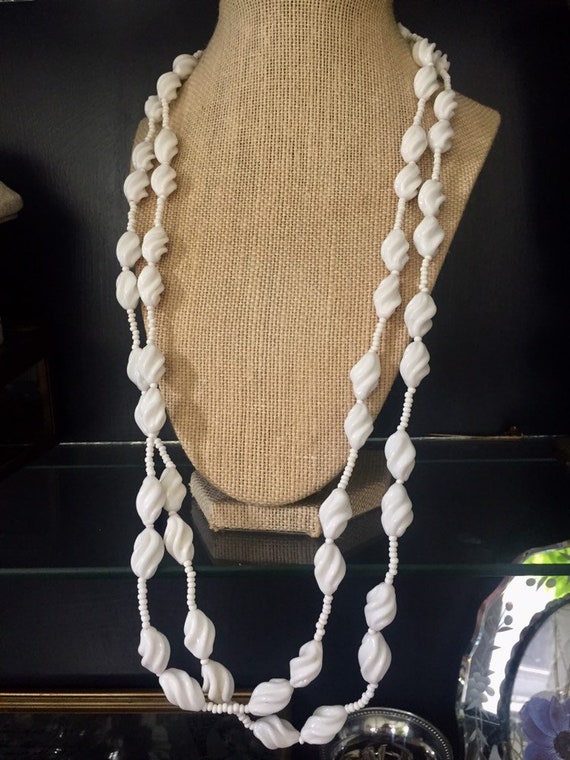 Vintage Mariam Haskell White Glass Beaded Double … - image 2