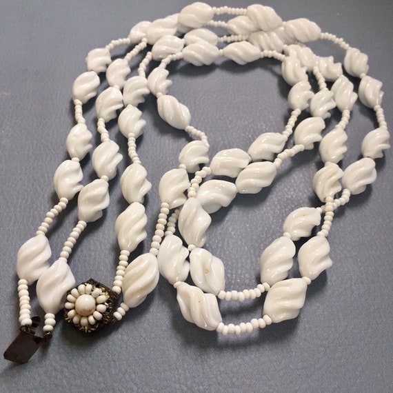 Vintage Mariam Haskell White Glass Beaded Double … - image 10