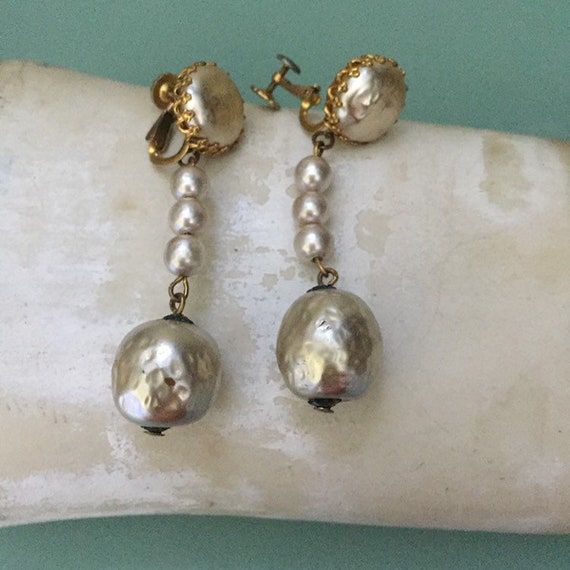 Vintage Signed Mariam Haskell Dangling Baroque Pe… - image 1