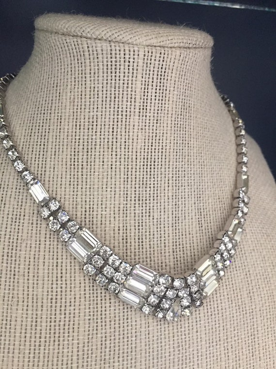 Signed WARNER Rhinestone Choker, Elegant Estate J… - image 2