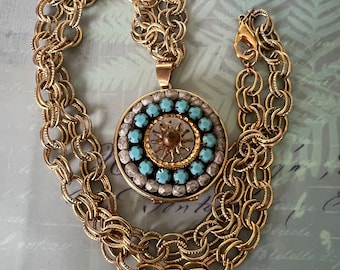 OOAK Assemblage Locket Pendant, Upcycled Jewelry, Repurposed Vintage Jewelry