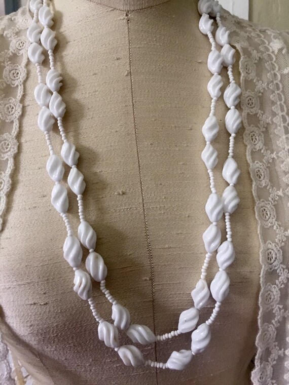 Vintage Mariam Haskell White Glass Beaded Double … - image 6
