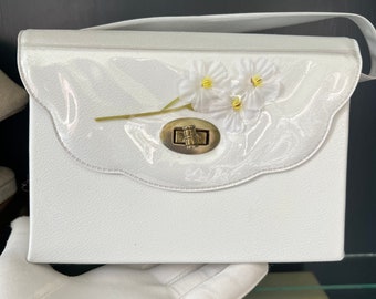 Vintage First Holy Communion purse, 1960s Hong Kong White Plastic Girls Purse