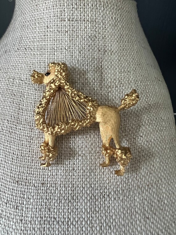 Vintage MONET Harp Strings Design Poodle Brooch, … - image 2