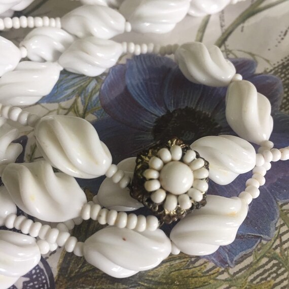 Vintage Mariam Haskell White Glass Beaded Double … - image 4