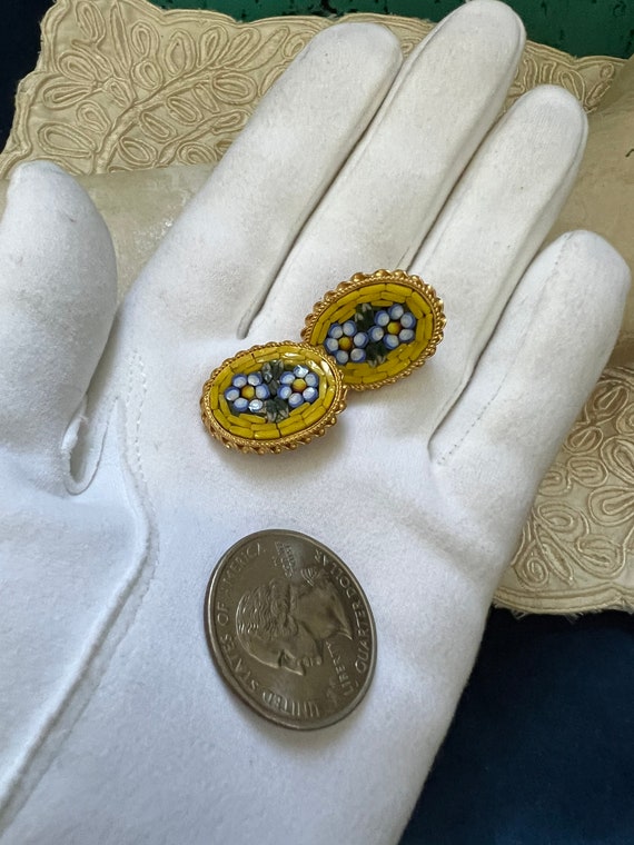 Vintage micro mosaic floral earrings, forget me n… - image 10