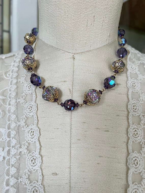 Vintage VENDOME stunning Violet Crystal Choker Ne… - image 9