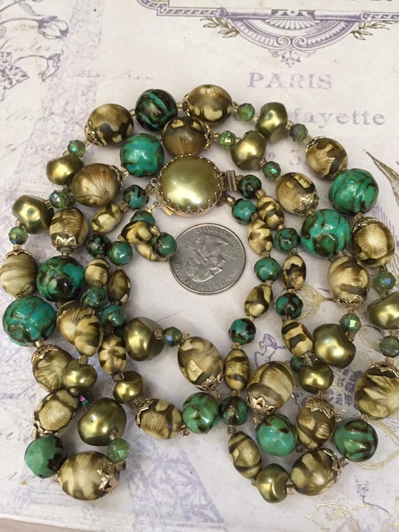 Vintage Hong Kong Double Bead Necklace, Estate Je… - image 3