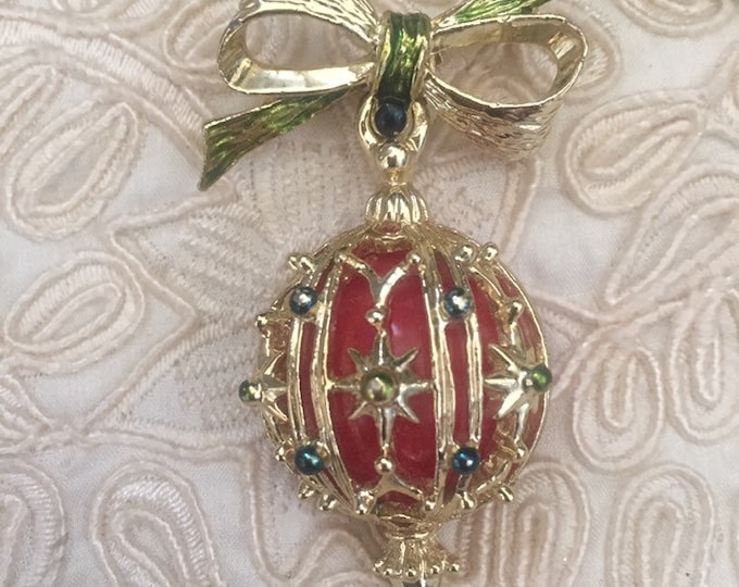 Vintage Holiday Christmas Ornament Brooch 1960s Decorated Etsy