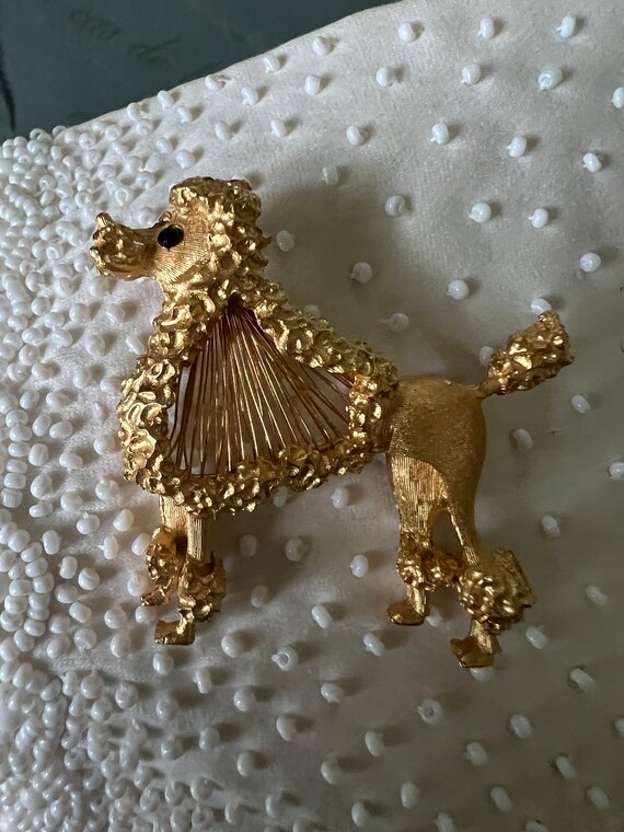 Vintage MONET Harp Strings Design Poodle Brooch, … - image 3