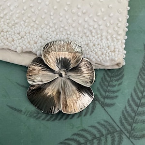 Vintage Stuart Nye Sterling Pansy flower Brooch, Unique Estate Jewelry