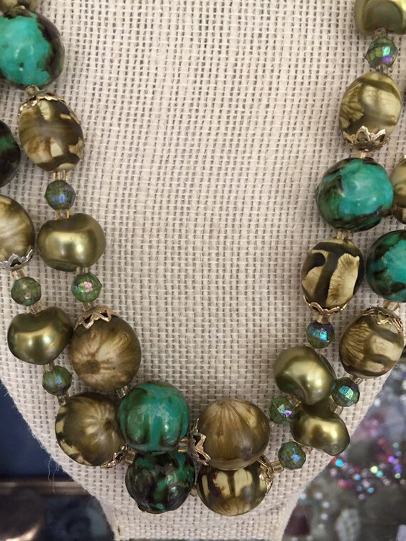 Vintage Hong Kong Double Bead Necklace, Estate Je… - image 5