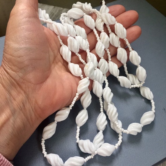 Vintage Mariam Haskell White Glass Beaded Double … - image 7