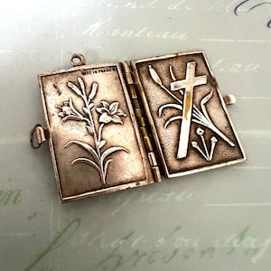 Antique French Religious Miniature Book Locket, Turn of Century Religious Stations of the Cross  Locket