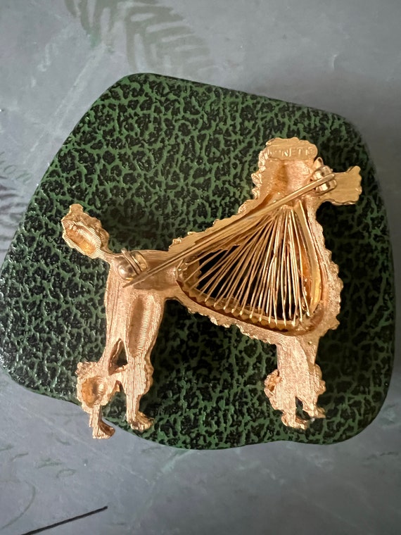 Vintage MONET Harp Strings Design Poodle Brooch, … - image 7