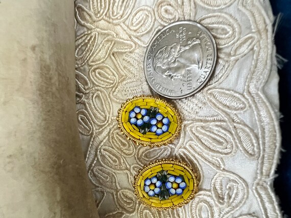 Vintage micro mosaic floral earrings, forget me n… - image 6