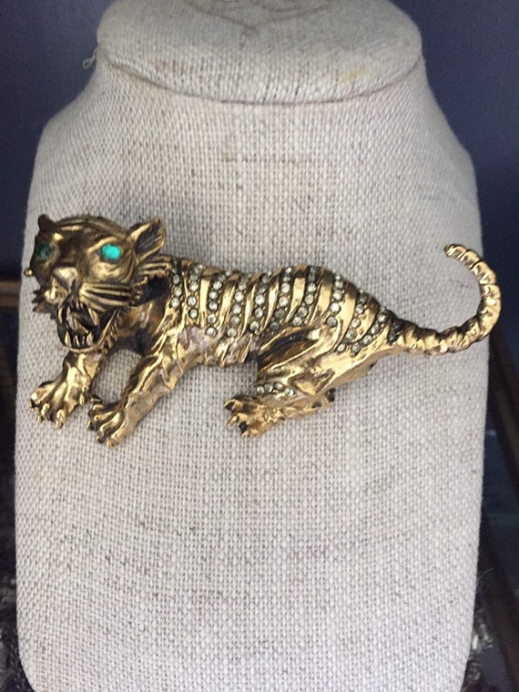 ON SALE Vintage Extra Large Prowling Rhinestone Ti