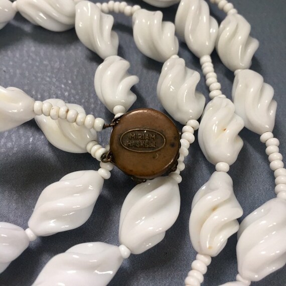 Vintage Mariam Haskell White Glass Beaded Double … - image 5