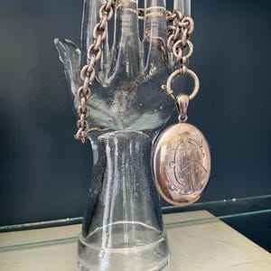 Antique Victorian Sterling Silver Locket: Engraved Initial Keepsake