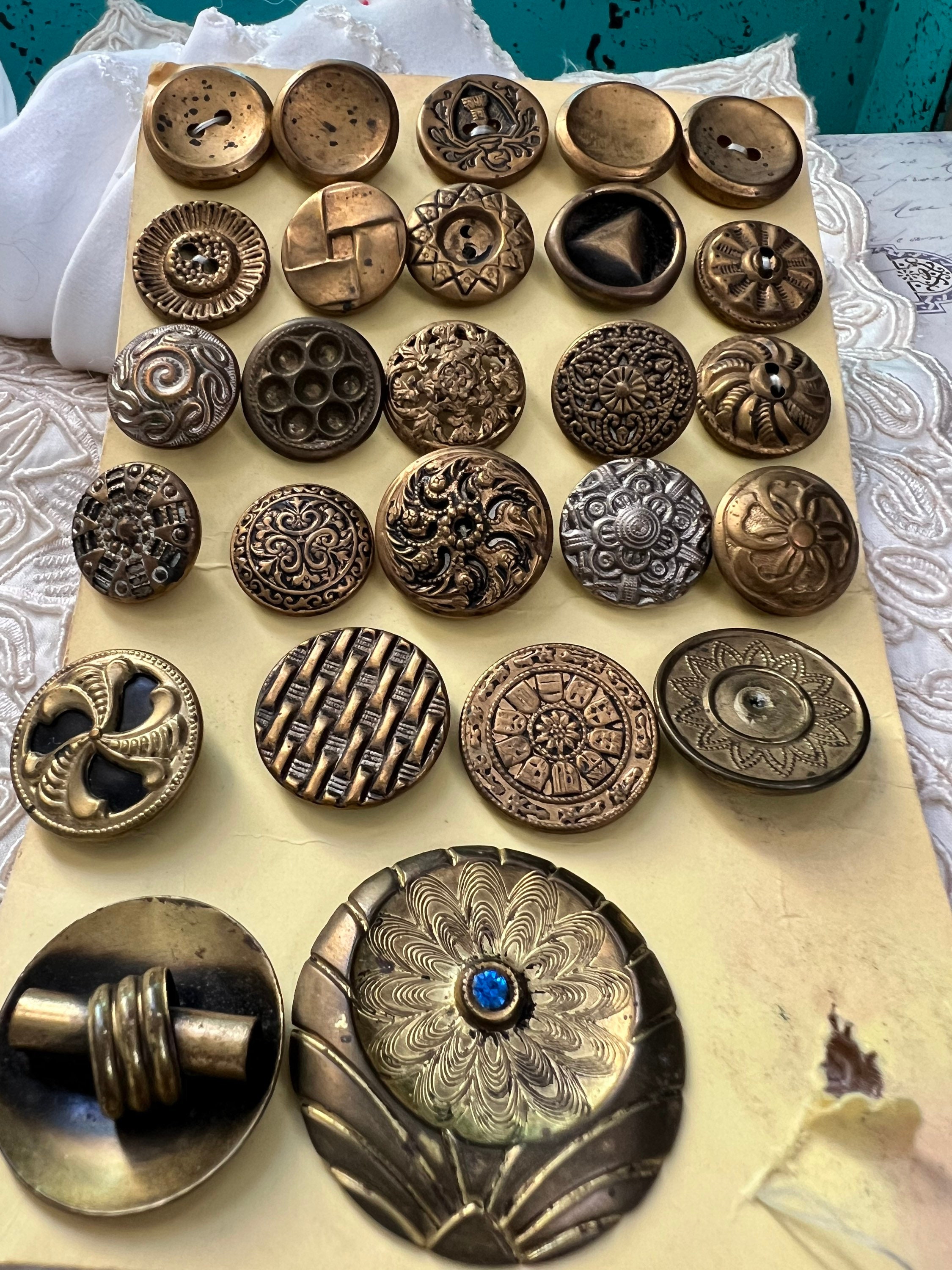 Lot of Antique Brass Buttons, 26 Vintage Brass Buttons Lot of Antique Brass Buttons, 26 Vintage Brass Buttons