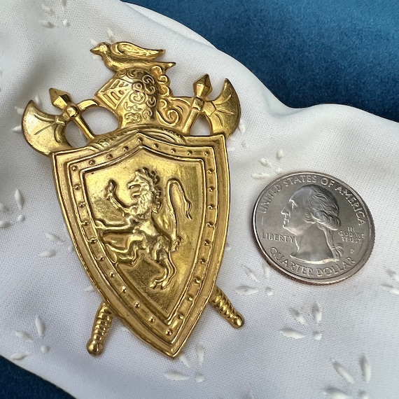 Vintage Signed Mariam Haskell Crest Brooch, Desig… - image 8