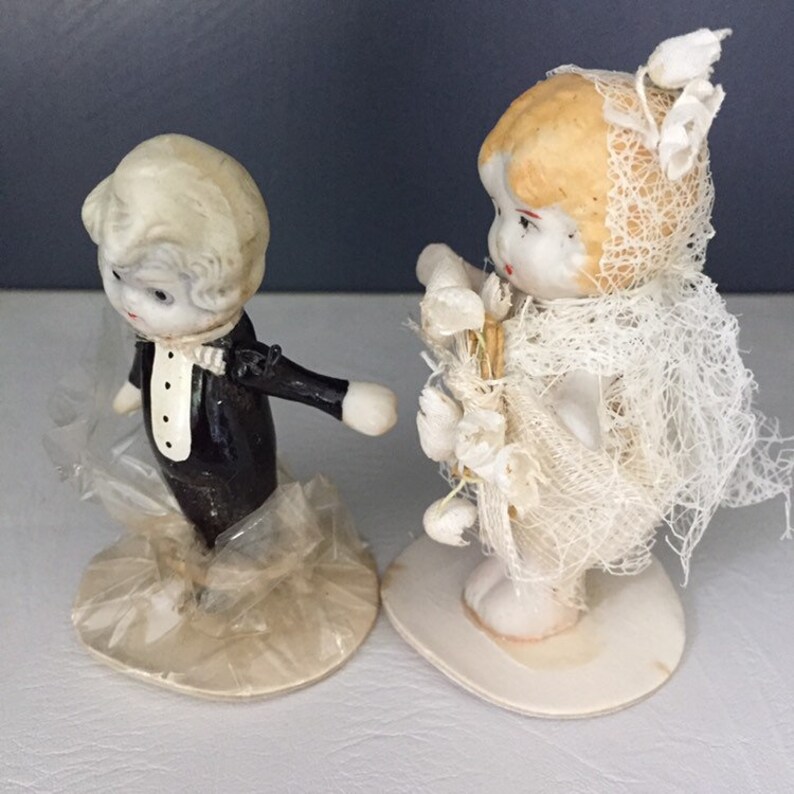 Bisque bride and groom cake topper Rose O’Neill KEWPIE 1917