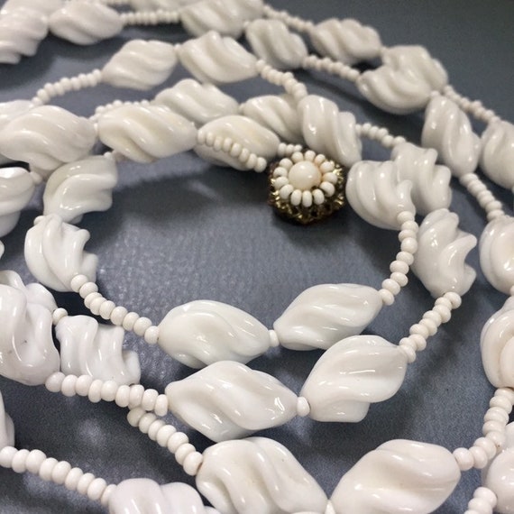 Vintage Mariam Haskell White Glass Beaded Double … - image 8