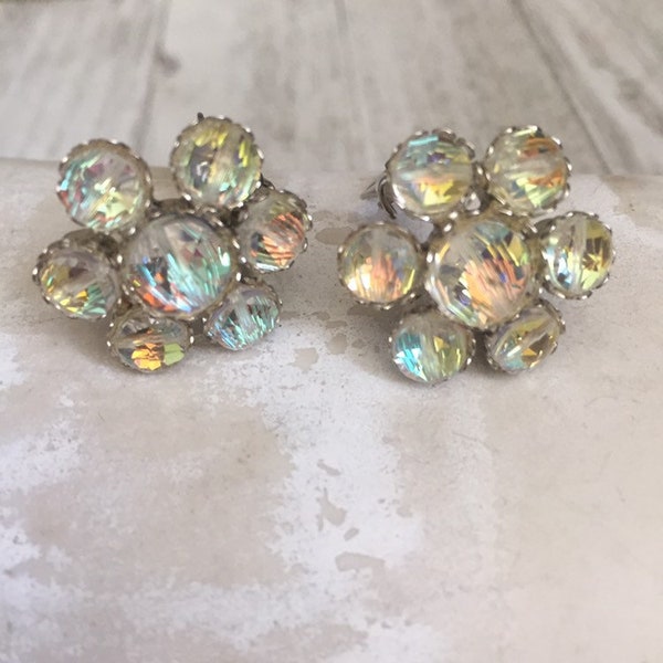 SALE Vintage GARNE Crystal clip on earrings, Estate Jewelry, REDUCED price