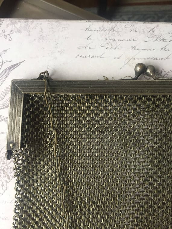 Antique German Silver Mesh Purse, Vintage Wire Me… - image 4