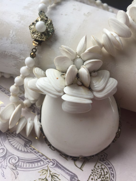 Signed Miriam Haskell Shell Necklace, Elegant Esta