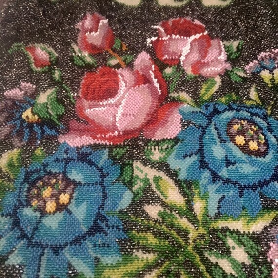 Antique Micro Beaded Floral Purse with Chain, Extra L… - Gem