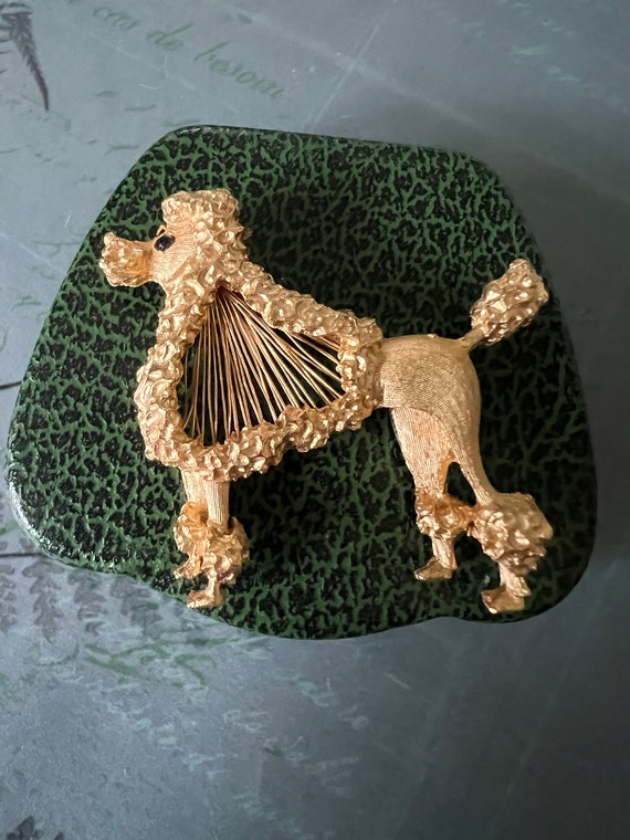 Vintage MONET Harp Strings Design Poodle Brooch, U