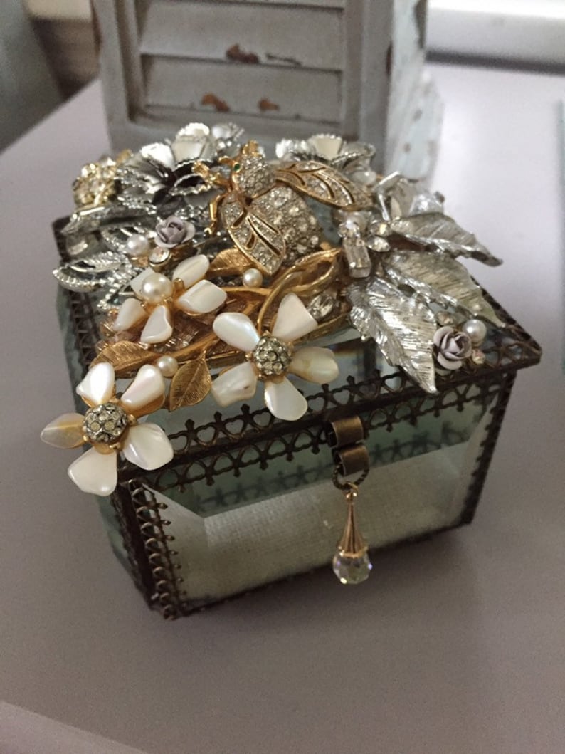 OOAK Hand Crafted Assemblage Box Vintage Jewelry Collage Box Memory Keepsake