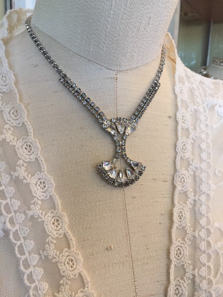 Garne Rhinestone Necklace, Elegant Vintage Estate Jewelry