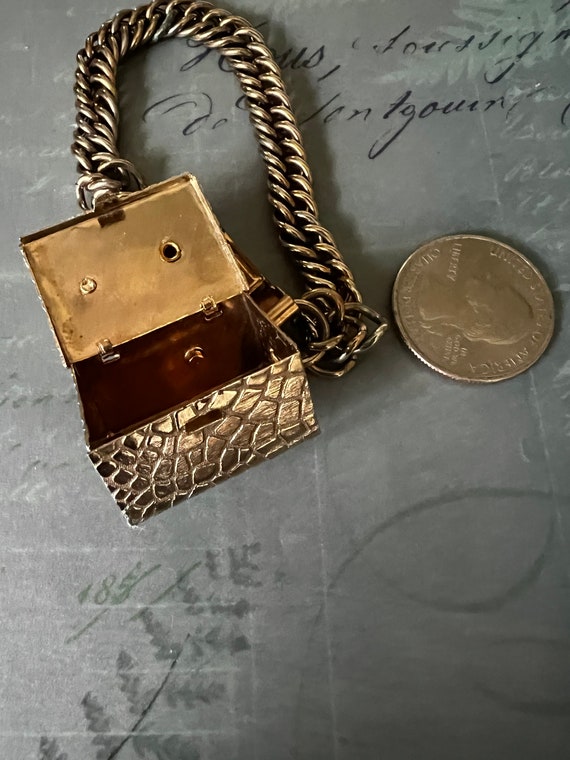Vintage Rotary Phone Pillbox Coin Box Bracelet, B… - image 4