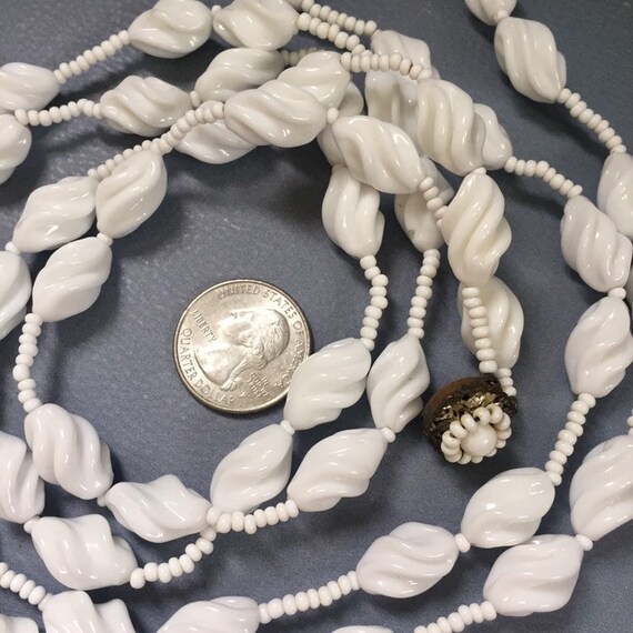 Vintage Mariam Haskell White Glass Beaded Double … - image 3