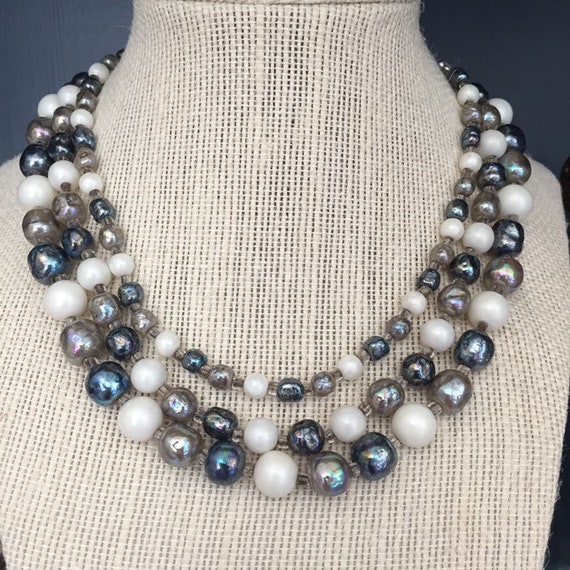 Pearl necklace Biwa beads Baroque 925 Silver XXL Statement Chain