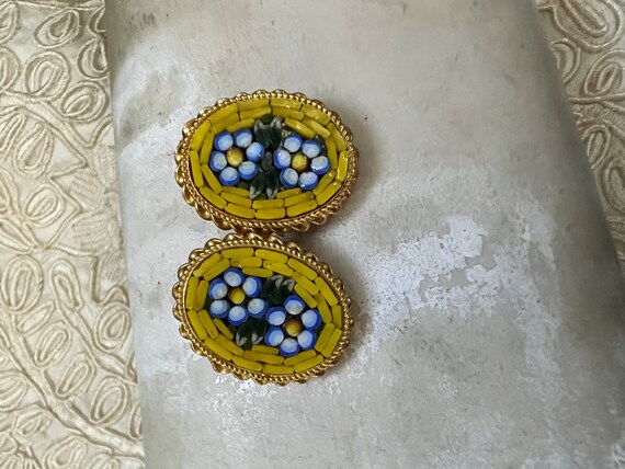 Vintage micro mosaic floral earrings, forget me n… - image 7