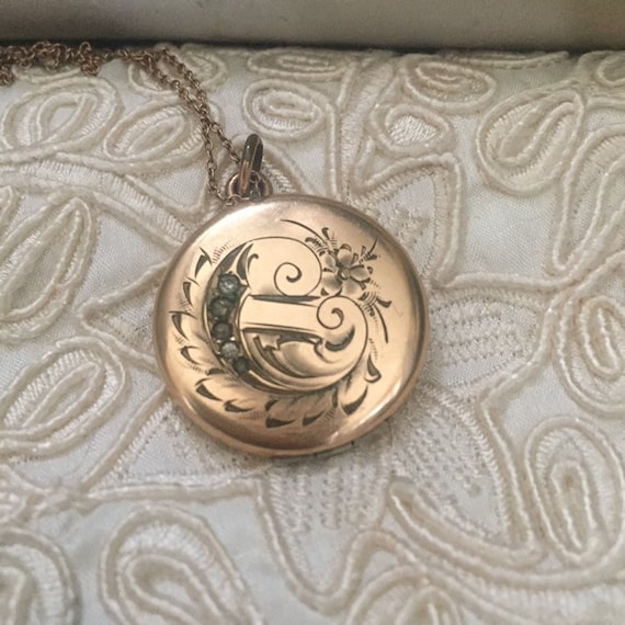 Antiqye RBM Atrice 1874 Locket Victorian Jewelry 10K Gold Chain
