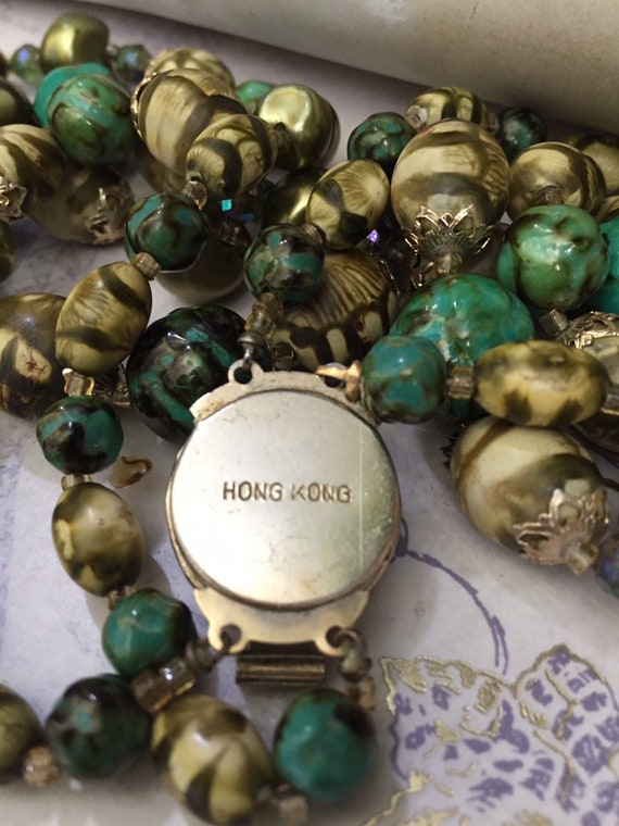 Vintage Hong Kong Double Bead Necklace, Estate Je… - image 4