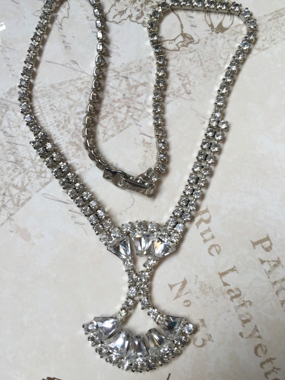 Garne Rhinestone Necklace, Elegant vintage Estate… - image 2