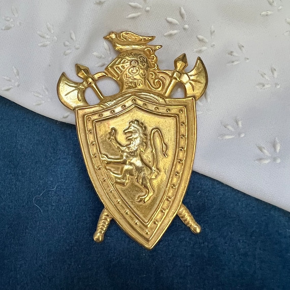 Vintage Signed Mariam Haskell Crest Brooch, Desig… - image 1