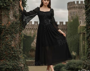 Enchanted Dark Fairy Gown With Long Sleeves - Fantasy Couture Dress for  Magical Events - Etsy