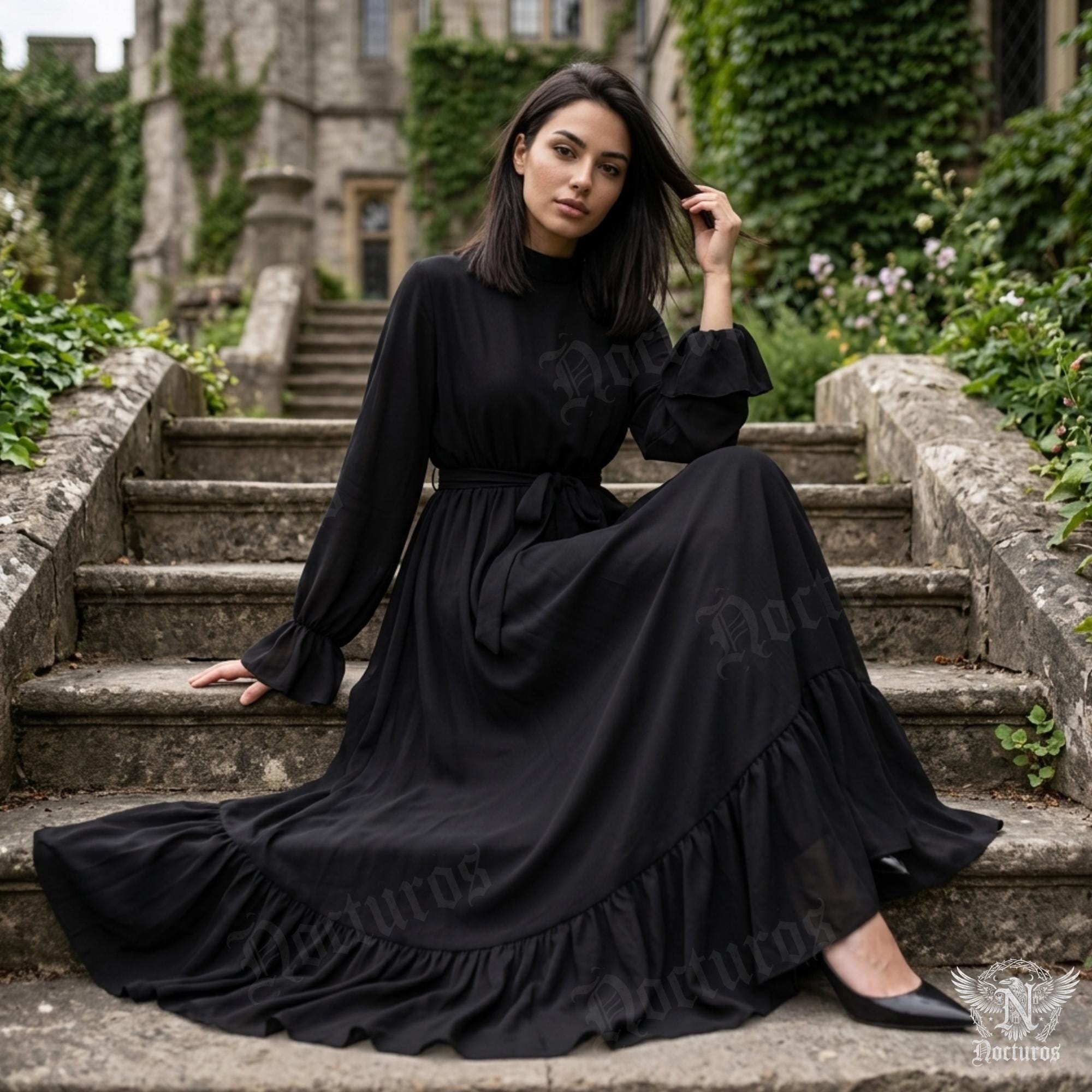 witchy long sleeve dress Celestial Witch 3/4 Sleeve Maxi Dress