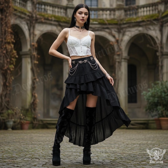 Gothic Witch Vampire Queen High Low Skirt | LARP Witch Victorian